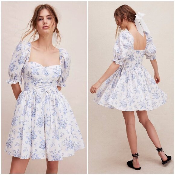 💕SELKIE💕 The Bed & Breakfast Kiera Dress ~ Blue Floral Print XXL - Picture 1 of 16
